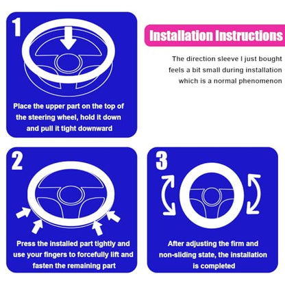 Elastic Stretch Steering Wheel Cover, Anti-Slip 15 inch Microfiber Odorless Breathable Ice Silk Car Steering Wheel Protector, Easy Carry, Warm in Winter & Cool in Summer (Black)