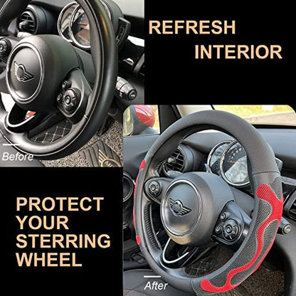 PINCTROT Comfy Grip Steering Wheel Cover, Anti-Slip Design, Universal 14.5-15 Inch(Silicone Red) - color: 2.Red, size: Medium(Standard) Size[14 1/2''-15'']