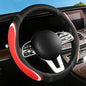 Leather Splicing Black Red White Car Steering Wheel Cover,14.5-15 Inch Universal Microfiber Leather Covers Breathable Anti-Slip Odorless Steering Wheels Accessories for Men Women - color: Leather Splicing - Black Red White