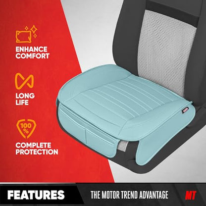 Motor Trend Seat Covers for Cars Trucks SUV, Faux Leather 2-Pack Mint Padded Car Seat Covers with Storage Pockets, Premium Interior Car Seat Cover