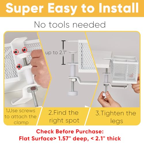 4 in 1 Metal Clip On Cup Holder Attachment for Gaming Desk or Table, Fits up to 40oz Cups, Sturdy and Easy to Clamp, Attachable Anti-Spill Cup Holder for Chair, Bedside, Bottles, Drinks - White - color: Milky White