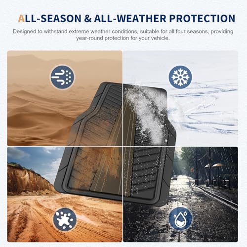 FLORICH Car Floor Mats, Heavy Duty Floor Mats for Cars, 4 Piece All-Weather Floor Mats with Anti-Slip Backing, Waterproof Universal Trim-to-Fit, Automotive Floor Mat for Cars SUV Trucks