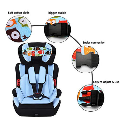Baby Carseat Head Support,Car seat Straps Pillow Support Ban,Stroller Neck Relief Strap Headrest,Slumber Sling Sleep Positioner for Toddler Infants Child Children Kids（Blue Elephant + Owl） - color: Blue