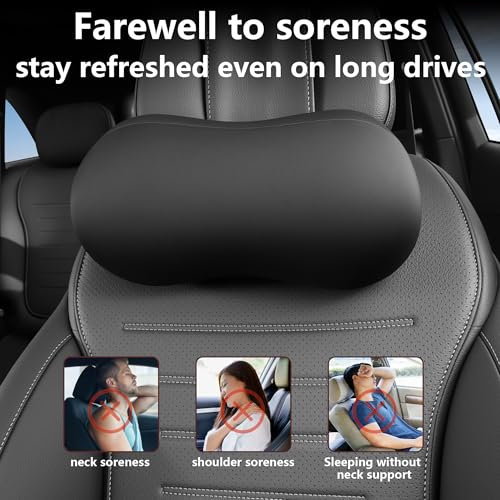 Car Headrest Pillow for Neck Support Memory Foam Car Neck Pillow Universal Fit Head Rest Travel Pillow Car Pillow for Pain Relief While Driving Black 2pc - size: Silky Headrest Black 2pc