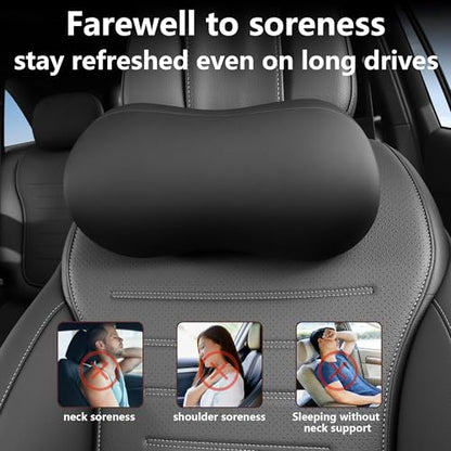Car Headrest Pillow for Neck Support Memory Foam Car Neck Pillow Universal Fit Head Rest Travel Pillow Car Pillow for Pain Relief While Driving Black 2pc - size: Silky Headrest Black 2pc