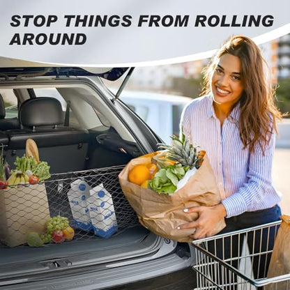 Envelope Style Cargo Net for Toyota RAV4 2013 2014 2015 2016 2017 2018, Elastic Rear Trunk Mesh Cargo Net for RAV4 Double Layer Nylon Mesh Storage Netting Organizer with Metal Hooks - size: Toyota RAV4