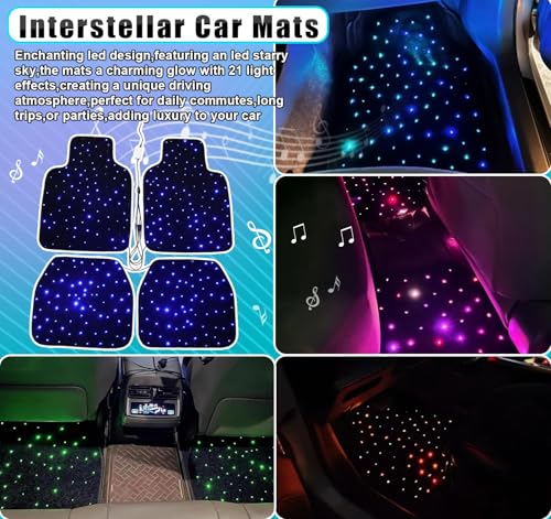 Starlight Floor Mats for Car, LED Car Mats, Starry Sky Design Luminous Carpet, Universal Fit Anti-Slip Waterproof Starlight Mats for Cars, SUVs, Trucks(USB Cable) - color: USB