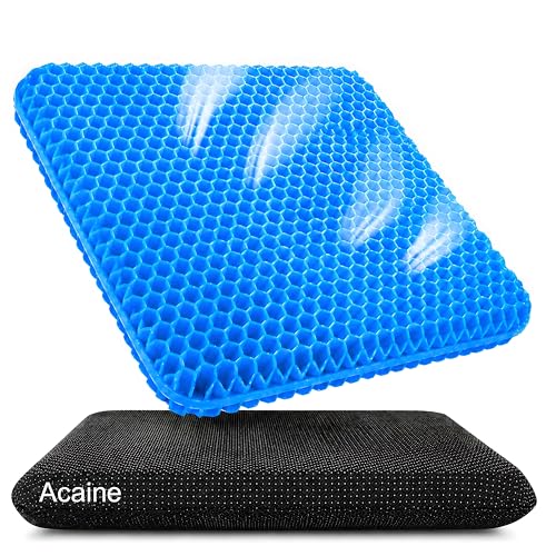 Extra Thick Large Pure Gel Seat Cushion for Long Sitting, Breathable Comfort Cushion for Back, Sciatica, Tailbone & Hip Pain Relief, Washable Portable Cushion for Office Chair, Car, Wheelchair