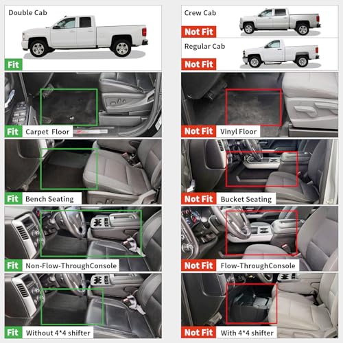 LASFIT Floor Mats 2014-2018 for Chevy Silverado/GMC Sierra 1500, 2015-2019 2500HD 3500 HD (Double Cab, Bench Seat Only) All Weather TPE Custom Fit Car Floor Liners, with Carpet Floor Only - size: Double Cab/Bench Seat 1500/2500HD/3500HD 2014-2018