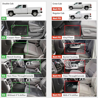 LASFIT Floor Mats 2014-2018 for Chevy Silverado/GMC Sierra 1500, 2015-2019 2500HD 3500 HD (Double Cab, Bench Seat Only) All Weather TPE Custom Fit Car Floor Liners, with Carpet Floor Only - size: Double Cab/Bench Seat 1500/2500HD/3500HD 2014-2018