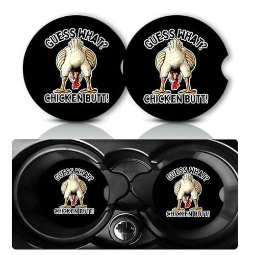 2Pack Cartoon Rooster Car Cup Holder Coasters,Cars Coasters for Cup Holders,2.75" Universal Anti Slip Rubber Mat,Humorous Rooster Car Accessories Interior Decor,Chicken Gifts for Women,Men - color: Cartoon Rooster