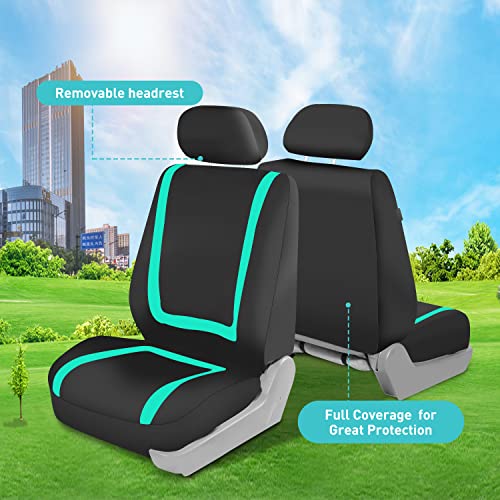 FH Group Car Seat Covers Full Set Cloth - Universal Fit Automotive Seat Covers, Low Back Front Seat Covers, Solid Back Seat Cover, Washable Car Seat Cover for SUV, Sedan and Van Mint - color: Mint, size: Full Set