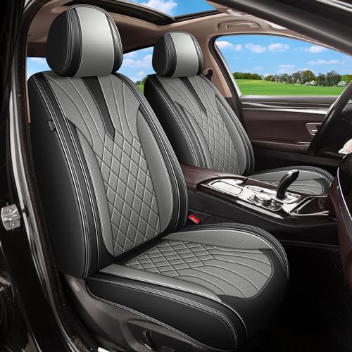 IKABEVEM Car Seat Covers Full Set for Honda CR-V CRV 2015-2025 2026-5 Seats- Breathable Cool Ice Silk Leather Seat Covers - Vehicle Seat Cushion (Black&Beige) - color: 099 Black&Grey, size: 27-CR-V-5 seat covers full set