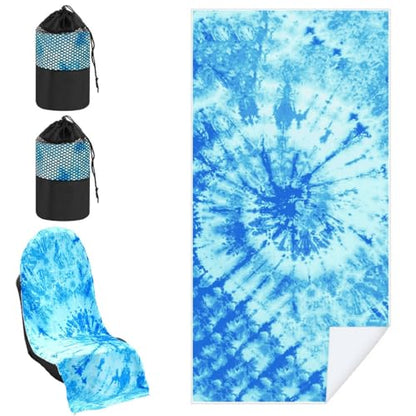 Hahafelt 2 Pack Car Seat Towel Covers with Storage Bag, 63 x 32 Inch Universal Non Slip Waterproof Sweat Protector for Car Truck, Gym Swimming Running, Machine Washable (Blue Tie Dye) - style: Blue Tie Dye