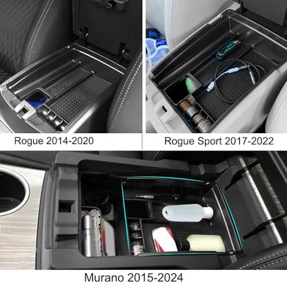 Center Console Organizer Storage Box Compatible with Nissan Rogue 2014-2020 Rogue Sport 2017-2022 Murano 2015-2024 ABS Insert Tray Organizer Glove Pallet - size: for Rogue 14-20/Rogue Sport 17-22/Murano 15-24