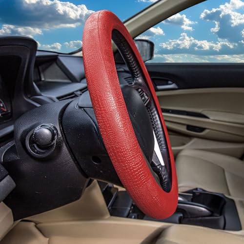 FH Group Universal Fit Silicone Snake Pattern with Massaging Grip Steering Wheel Cover fits most Cars, SUVs, Trucks, and Vans Burgundy - color: Burgundy