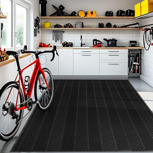 4′ x 10′ Heavy Duty Front Door Mat Indoor Outdoor Entrance, Easy Clean Non-Slip All Weather Commercial Floor Mat for Entryway, No Curling Waterproof Vinyl Welcome Mat (Black) - color: Black, size: 4' x 10' (Rectangular)