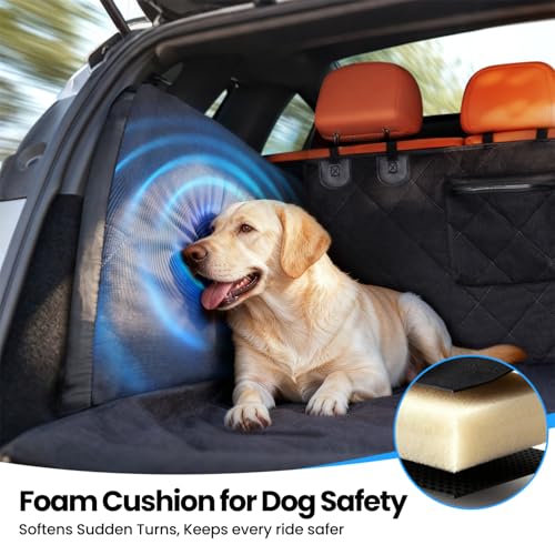 SUV Cargo Liner for Dogs, Full Coverage Non-Slip Cargo Cover with Cushioned Sides to Protect Your Dog, Waterproof & Durable, Machine Washable Trunk Protector Mat (M, Black) - size: M