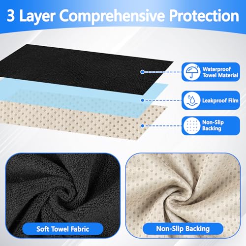 Car Seat Cover Waterproof,Protector Front Seats Sweat Towel Car Seat Covers,Universal Non-Slip Car Seat Towel Cover for Gym Workout Running Beach Swimming for Cars SUV Trucks, Black