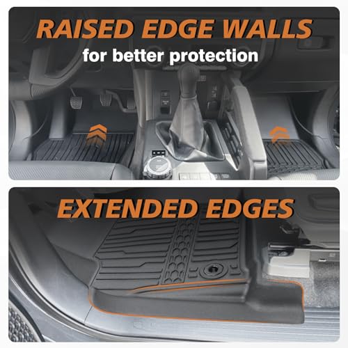 TripleAliners for Tacoma 2024 2025 2026 Double Cab Floor Mats (Fit Manual Trans ONLY) All Weather Floor Liners Compatible with 2024+ Toyota Tacoma Accessories Front & Rear Mats(Not for Hybrid/Auto) - size: Tacoma | Manual Trans | 2024+