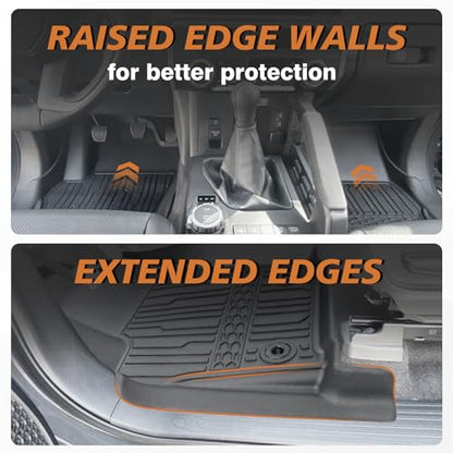 TripleAliners for Tacoma 2024 2025 2026 Double Cab Floor Mats (Fit Manual Trans ONLY) All Weather Floor Liners Compatible with 2024+ Toyota Tacoma Accessories Front & Rear Mats(Not for Hybrid/Auto) - size: Tacoma | Manual Trans | 2024+