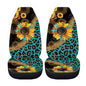 Car Seat Covers Sets for Women Leopard Sunflower Auto Saddle Blankets Seat Cover High Back Bucket Seat Cover Universal Fit for Most Cars SUVs Trucks Vans - color: Leopard Sunflower