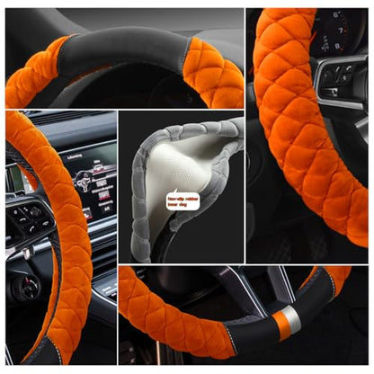 Universal Car Steering Wheel Cover Fluffy Winter Plush Steering Wheel Cover (A-Orange), gx0117