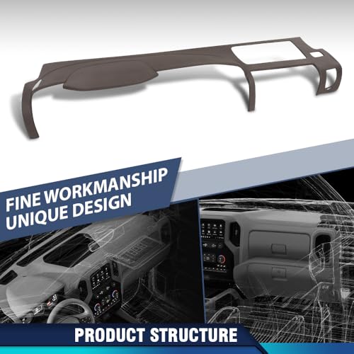 PIT66 TPE Dash Cover Dashboard Compatible with Chevy Silverado 2007-2013 (LS, LT, or Work Truck ONLY) Fit GMC Sierra 2007-2013 (SL, SLE, or Work Truck ONLY) Fit Dual Glovebox Style Dashes Only Brown - size: 2007-2013 Silverado/Sierra(Brown)