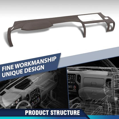 PIT66 TPE Dash Cover Dashboard Compatible with Chevy Silverado 2007-2013 (LS, LT, or Work Truck ONLY) Fit GMC Sierra 2007-2013 (SL, SLE, or Work Truck ONLY) Fit Dual Glovebox Style Dashes Only Brown - size: 2007-2013 Silverado/Sierra(Brown)