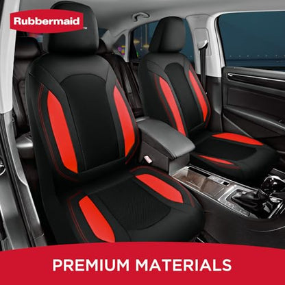 Rubbermaid Leather Mesh Car Seat Covers, Breathable Air Mesh Front Seat Cover, Universal Fit Slip-on Design, Airbag Compatible, Automotive Seat Protector for Most Cars, SUVs, Trucks, Vans-Red - color: Red