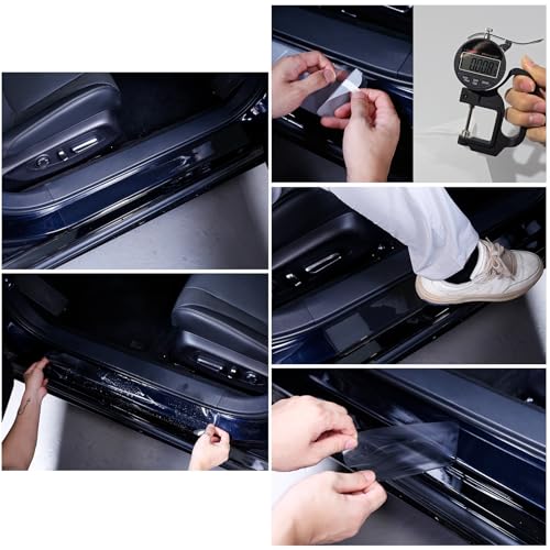 Car Door Sill Protector, 4 Pcs Clear PPF Paint Protection Film Kit, Universal Door Entry Edge Guard & Scuff Plate Protector, Invisible Anti-Scratch Door Step Wrap for Cars, SUV, Trucks - size: Front:23.62"L×2.76"W×2PCS+Rear:15.75"L×2.76"W×2PCS