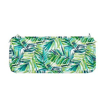 Magpie Fabrics Patio Bench Loveseat Cushion Covers (Replacement Cover only, No Insert!), Waterproof Fade Resistant Swing Cushion Slipcover with Ties(42x18x3 Inch, Green Palm Leaves) - color: A Green Palm Leaves, size: 42x18x3 Inch (1 Count)