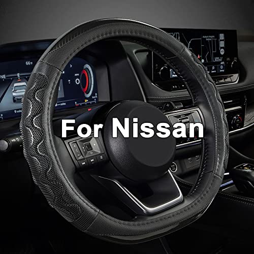 GIANT PANDA Steering Wheel Cover for Nissan Altima Rogue - Car Steering Wheel Cover for Nissan D Shape(Black-D-Shaped) - color: Black