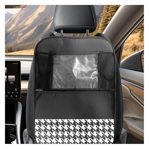 Car Kick Mats Back Seat Protector, Multifunctional Leather Car Rear Seat Hanging Storage Bag, Easy-to-Clean Auto Interior Backseat Organizer Accessory for SUVs, Trucks, Cars (Grid) - color: Grid
