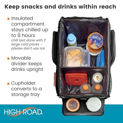 High Road CarHop Front Seat Car Organizer with Car Cup Holder, Passenger Seat Tray and Padded Filing or Cooler Compartment with Side Pocket Storage - color: Black