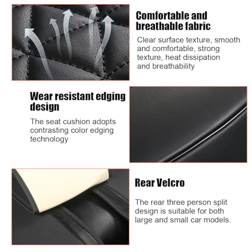 Leather Car Seat Cover, Vehicle Rear Bottom Seat Protector Pad, Full Surrounded Waterproof Auto Seat Protective Cushion, Universal Fit（Black/Red） - color: Rear/Black&Red