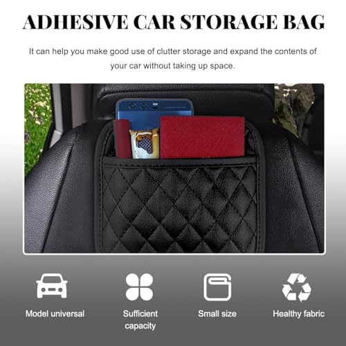 2 PCS Car Side Pocket Organizer, Leather Adhesive Auto Side Seat Back Storage Pocket, Waterproof Phone Document Sunglasses Holder Vehicle Gap Filler Pouch, Car Accessories (Small) - size: Small