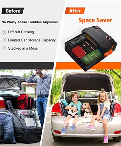 FIVKLEMNZ 21 Cubic Car Rooftop Cargo Carrier Roof Bag Waterproof for All Top of Vehicle with/Without Rack Includes Topper Anti-Slip Mat + Reinforced Straps + 6 Door Hooks + Luggage Lock - size: 21 Cubic Feet