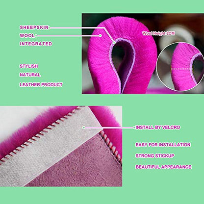 OGLAND Genuine Sheepskin Soft Fuzzy Car Seat Belt Pad,Comdy Fluffy Seat Belt Cover for Shoulder Pad Neck Cushion Protector Car Accessories(1Pcs/Pink)