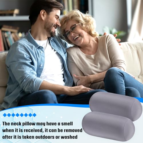 Geelin 2 Pcs Microbead Roll Pillow 11.8 x 6.3 Inch Soft Pillow Bolster Cylindrical Pillow Microbead Pillows for Sleeping Home Travel Neck Head Back Support Rest (Grey) - color: Grey