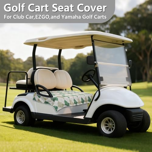 Golf Cart Seat Covers, Universal Golf Cart Seat Towel Blanket for Yamaha, EZGO, Club Car, Icon and More 2-Seat Carts, 100% Microfiber Keeps Seat Comfortable and Clean - color: green
