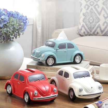 Creative Car Tissue Box Cover Cute Car Shaped Paper Container Napkin Holder Storage Case for Home Office Car Kitchen Bathroom Accessories(Blue)