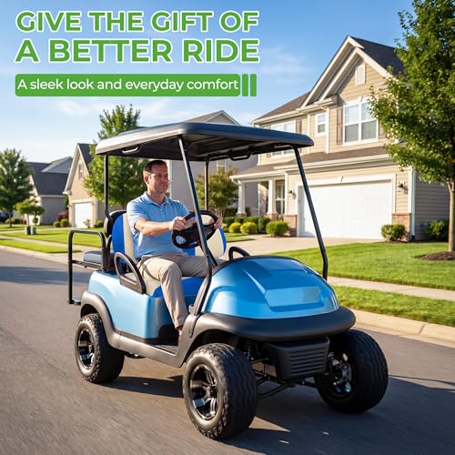 10L0L Golf Cart Seat Covers, Super Comfort Cooler Than Vinyl Seat Cover, Front and Rear Seat Cover for Yamaha EZGO Club Car, No Drilling Breathable Mesh Bench Seat Blanket, Machine Washable - color: Beige + Blue, style: Front Seat - For Yamaha & Club Car
