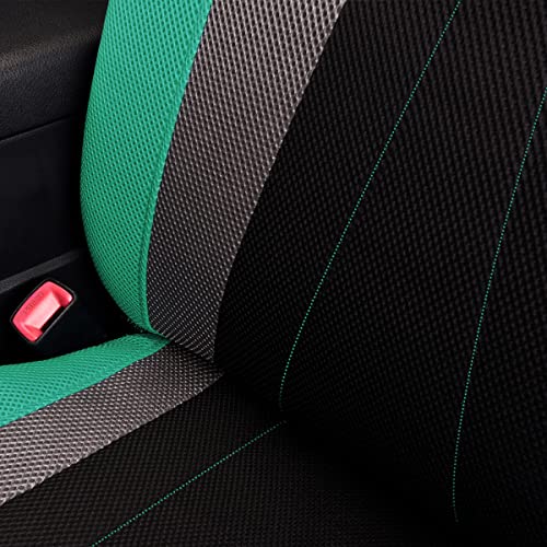Flying Banner car seat Covers Full Set All Air Mesh Breathable Man Lady Airbag Compatible Rear Bench Split 40/60 50/50 60/40 Truck Pick Up (Full Set - Low Back, Black Gray Mint Green) - color: Black Gray Mint Green
