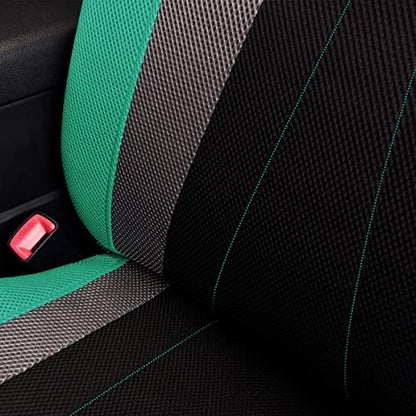 Flying Banner car seat Covers Full Set All Air Mesh Breathable Man Lady Airbag Compatible Rear Bench Split 40/60 50/50 60/40 Truck Pick Up (Full Set - Low Back, Black Gray Mint Green) - color: Black Gray Mint Green