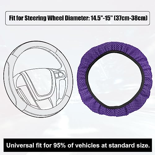 X AUTOHAUX Steering Wheel Cover Universal Elastic Stretch Antislip Breathable Microfiber Ice Silk Interior Trim Wheel Protector for Car Truck SUV Purple - color: Purple