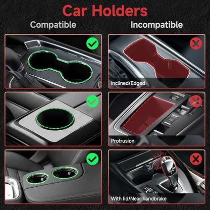 Car Cup Holder Expander, Cup Holder Extender Adapter for Car with Expandable Insert, Compatible with Yeti 20/26/30oz, Hydroflask 32/40oz, Large Water Bottles in 3.0"-4.1"
