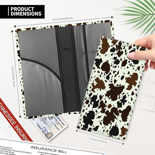 Leather Car Registration and Insurance Card Holder, Cute Car Accessories Vehicle Glove Box Car Organizer for Documents, Cards, License Retro Cowhide - color: Retro Cowhide