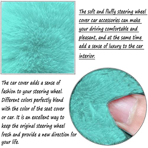 Fluffy Steering Wheel Cover for Women Fuzzy Steering Wheel Cover Winter Warm Faux Wool Plush Car Wheel Cover Furry Steering Wheel Protector Universal Fit 15 Inch (Green) - color: Green