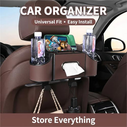 4-in-1 car organizer back seat, Multi-Pocket backseat car cup holder, Universal back seat cup holders for cars, car organization, for Travel & Daily Use (KARTAN)